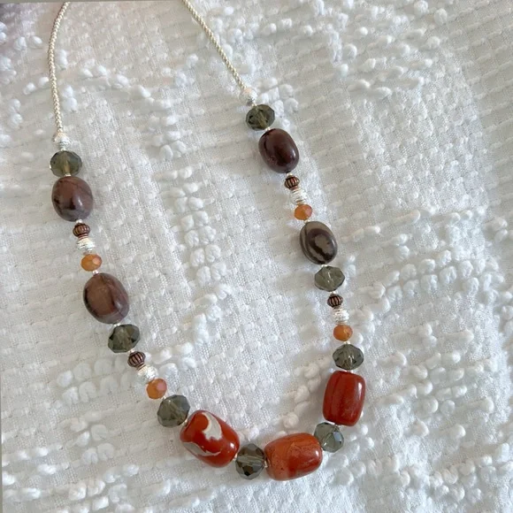 Signature Red Jasper Creek Jasper Carnelian Smoky Quartz Gemstone Necklace - Picture 2 of 6